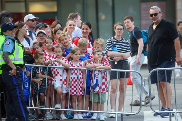 Toronto, 300626. The arrival of the Croatian football team at the hotel on the eve of the match with Portugal. Photo: Boris Kovacev CROPIX Copyright: xxBorisxKovacevx toronto_dolazak6-300726