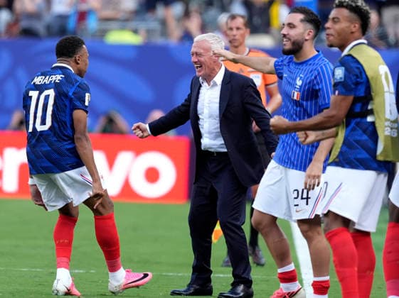 (260701) -- NEW YORK, July 1, 2026 -- Kylian Mbappe (1st L) of France celebrates after scoring during the round of 32 match between France and Sweden at the 2026 FIFA World Cup, WM, Weltmeisterschaft, Fussball at the New York New Jersey Stadium, the United States, June 30, 2026. ) (SP)U.S.-NEW YORK-FOOTBALL-FIFA WORLD CUP-ROUND OF 32-FRA VS SWE LuixSiuxWai 