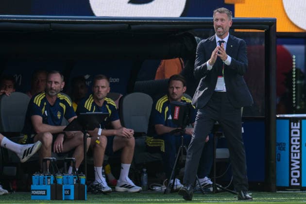 Fußball, WM 2026, 20260630, Frankreich - Schweden. Im Bild Trainer Schweden Graham POTTER. East Rutherford New-York-New-Jersey-Stadion New Jersey Vereinigte Staaten von Amerika *** Soccer, 2026 World Cup, 20260630, France vs. Sweden. Pictured: Sweden s coach, Graham POTTER, in East Rutherford, New York, New Jersey, at the New Jersey Stadium, United States of America Copyright: Passion2Press MarkusxFischerx