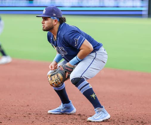 JUNE 30, 2026: Tampa Bay Rays first baseman Jonathan Aranda (8) reacts against the Kansas City Royals at Kauffman Stadium in Kansas City, MO. CSM MLB, Baseball Herren, USA 2026: Rays Vs Royals June 30  - ZUMAc04_ 20260630_zma_c04_164 Copyright: xRomanxPunox