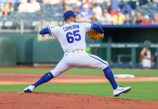 JUNE 30, 2026: Kansas City Royals starting pitcher Noah Cameron (65) throws a pitch in the 1st inning against the Tampa Bay Rays at Kauffman Stadium in Kansas City, MO. CSM MLB, Baseball Herren, USA 2026: Rays Vs Royals June 30  - ZUMAc04_ 20260630_zma_c04_178 Copyright: xRomanxPunox