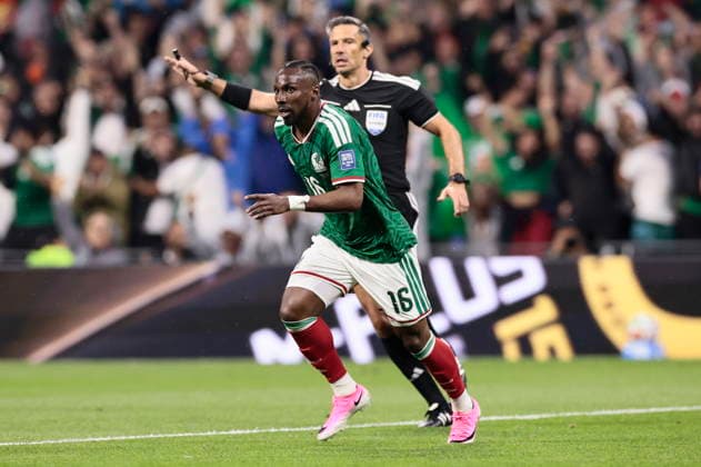 FIFA World Cup, WM, Weltmeisterschaft, Fussball 2026 - Round of 32 - Mexico vs Ecuador Julian Quinones of Mexico celebrates scoring the 1-0 goal during the FIFA World Cup 2026 Round of 32 match Mexico against Ecuador in Mexico City, Mexico, 30 June 2026. Mexico City Mexico  Copyright: xJOSExMENDEZx