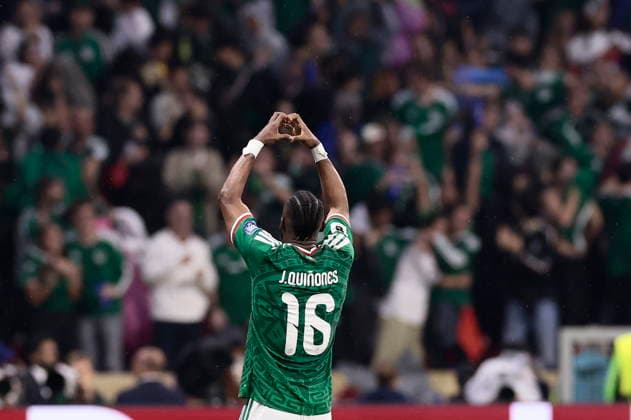 FIFA World Cup, WM, Weltmeisterschaft, Fussball 2026 - Round of 32 - Mexico vs Ecuador Julian Quinones of Mexico celebrates scoring the 1-0 goal during the FIFA World Cup 2026 Round of 32 match Mexico against Ecuador in Mexico City, Mexico, 30 June 2026. Mexico City Mexico  Copyright: xJOSExMENDEZx