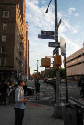 June 30, 2026, New York City, New York, USA: The New York City Department of Transportation hung orange and blue signs with the names and jersey numbers of each New York Knick basketball player at intersections along Sixth and Seventh Avenues in New York City. Knicks player Tyler Kolek honored at the intersection West 13th street and Seventh Avenue. New York City USA - ZUMAt442 20260630_znp_t442_022 Copyright: xBillyxTompkinsx