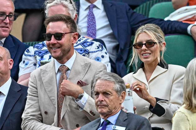 RECORD DATE NOT STATED 30th June 2026; All England Lawn Tennis and Croquet Club, London, England; Wimbledon Tennis Tournament, Day Two; Cricketer Stuart Broad and his radio presenter wife Molly King GodfreyxPitt