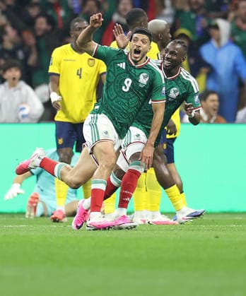(260701) -- MEXICO CITY, July 1, 2026 -- Raul Jimenez (front) of Mexico celebrates after scoring during the round of 32 match between Mexico and Ecuador at the 2026 FIFA World Cup, WM, Weltmeisterschaft, Fussball at the Mexico City Stadium, Mexico, June 30, 2026. (Photo by Xinhua) (SP)MEXICO-MEXICO CITY-FOOTBALL-FIFA WORLD CUP-ROUND OF 32-MEX VS ECU FranciscoxCanedo 