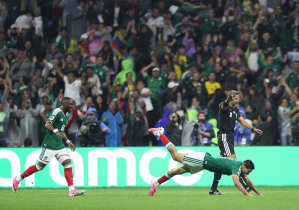 (260701) -- MEXICO CITY, July 1, 2026 -- Raul Jimenez (bottom) of Mexico celebrates after scoring during the round of 32 match between Mexico and Ecuador at the 2026 FIFA World Cup, WM, Weltmeisterschaft, Fussball at the Mexico City Stadium, Mexico, June 30, 2026. (Photo by Xinhua) (SP)MEXICO-MEXICO CITY-FOOTBALL-FIFA WORLD CUP-ROUND OF 32-MEX VS ECU FranciscoxCanedo 