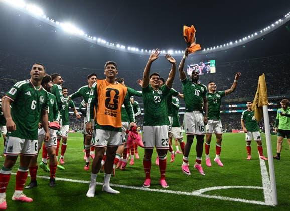 (260701) -- MEXICO CITY, July 1, 2026 -- Players of Mexico celebrate victory after the round of 32 match between Mexico and Ecuador at the 2026 FIFA World Cup, WM, Weltmeisterschaft, Fussball at the Mexico City Stadium, Mexico, June 30, 2026. ) (SP)MEXICO-MEXICO CITY-FOOTBALL-FIFA WORLD CUP-ROUND OF 32-MEX VS ECU WuxWei 