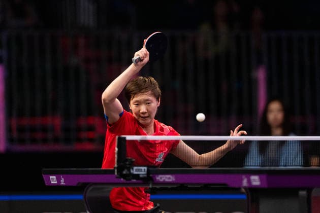 LOS ANGELES, CALIFORNIA - JUNE 30: Wang Manyu of China competes in the Women s Singles Round of 32 match against Hitomi Sato of Japan on day 5 of United States Smash 2026 at Ontario Convention Center on June 30, 2026 in Los Angeles, California.  Copyright: xVCGx 111651578033