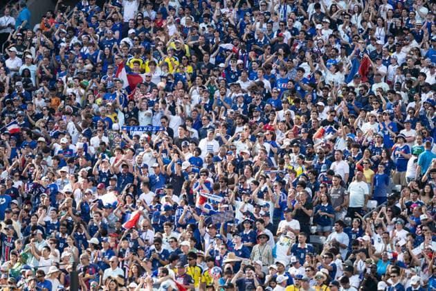 June 30, 2026, Bronx, New York, USA: Fans of France national team, Nationalteam attend Round of 32 elimination game between France and Sweden at New York New Jersey Stadium at Rutherford in New Jersey, USA on June 30, 2026. France won 3 - 0 and progress to Round of 16 against Paraguay. Bronx USA - ZUMAr339 20260630_znp_r339_062 Copyright: xLevxRadinx