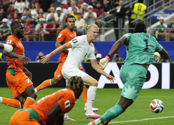 Football: 2026 World Cup Norway s Erling Haaland (C) scores the winner in the second half of a World Cup round of 32 football match against Ivory Coast at Dallas Stadium in Arlington, Texas, on June 30, 2026.  A14AA0005621018P