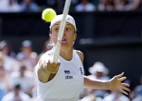 Tennis: Wimbledon championships Iga Swiatek of Poland plays against Taylor Townsend of the United States in the women s singles first round at the Wimbledon tennis tournament in London on June 30, 2026.  A14AA0005621053P