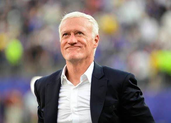 EAST RUTHERFORD, NEW JERSEY - JUNE 30: France Head Coach Didier Deschamps looks on after the FIFA World Cup, WM, Weltmeisterschaft, Fussball 2026 Round Of 32 match between France and Sweden at New York New Jersey Stadium on June 30, 2026 in East Rutherford, New Jersey.  Copyright: xMBxMediax