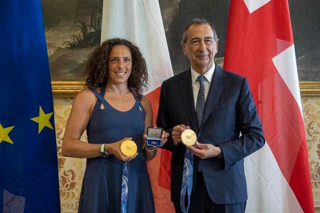 Conferimento dell™Ambrogino d™oro alla campionessa di sci Federica Brignone Nella foto da sinistra verso destra Federica Brignone, Beppe Sala Sindaco di Milano Milano - Italia - Cronaca MercoledÃ¬, 01 Luglio, 2026 (Foto di Marco Ottico Lapresse) Awarding of the Ambrogino d™oro to the ski champion of Milanese origin Federica Brignone Milan - Italy - News Wednesday, 01 July, 2026  Copyright: xMarcoxOttico LaPressex