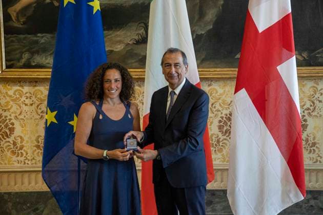 Conferimento dell™Ambrogino d™oro alla campionessa di sci Federica Brignone Nella foto da sinistra verso destra Federica Brignone, Beppe Sala Sindaco di Milano Milano - Italia - Cronaca MercoledÃ¬, 01 Luglio, 2026 (Foto di Marco Ottico Lapresse) Awarding of the Ambrogino d™oro to the ski champion of Milanese origin Federica Brignone Milan - Italy - News Wednesday, 01 July, 2026  Copyright: xMarcoxOttico LaPressex