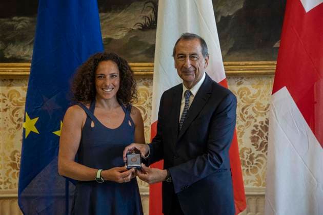 Conferimento dell™Ambrogino d™oro alla campionessa di sci Federica Brignone Nella foto da sinistra verso destra Federica Brignone, Beppe Sala Sindaco di Milano Milano - Italia - Cronaca MercoledÃ¬, 01 Luglio, 2026 (Foto di Marco Ottico Lapresse) Awarding of the Ambrogino d™oro to the ski champion of Milanese origin Federica Brignone Milan - Italy - News Wednesday, 01 July, 2026  Copyright: xMarcoxOttico LaPressex
