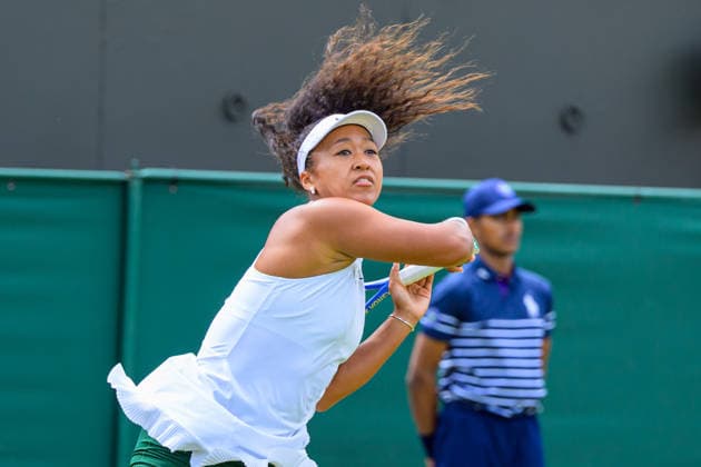 Day Three: The Championships - Wimbledon 2026 LONDON, ENGLAND JULY 01 - Naomi Osaka of Japan during her Ladies Single Second Round at The Wimbledon Lawn Tennis Championship at Wimbledon on July 01, 2026 in London, England. (Photo by Keeran Marquis)  Copyright: xKeeranxMarquis Fotoarena SPPx Sportspressphoto_SPR181694