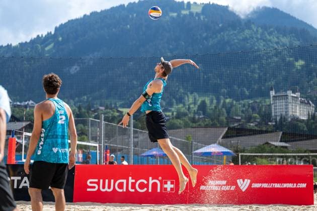 GSTAAD, SWITZERLAND - JULY 1: Nils Ehlers (Player No. 1, GER) during the Beach Pro Tour - Elite 16 at Gstaad on July 1, 2026 in Gstaad, Switzerland. Switzerland Copyright: xPeterxWeberx