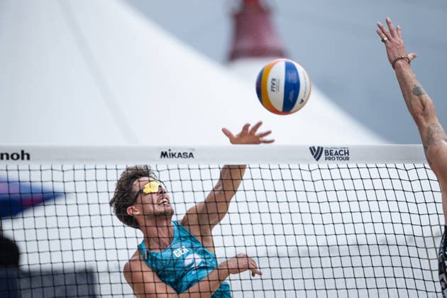 GSTAAD, SWITZERLAND - JULY 1: Lui Wüst (Player No. 2, GER) during the Beach Pro Tour - Elite 16 at Gstaad on July 1, 2026 in Gstaad, Switzerland. Switzerland Copyright: xPeterxWeberx