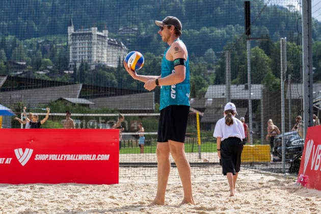 GSTAAD, SWITZERLAND - JULY 1: Nils Ehlers (Player No. 1, GER) during the Beach Pro Tour - Elite 16 at Gstaad on July 1, 2026 in Gstaad, Switzerland. Switzerland Copyright: xPeterxWeberx