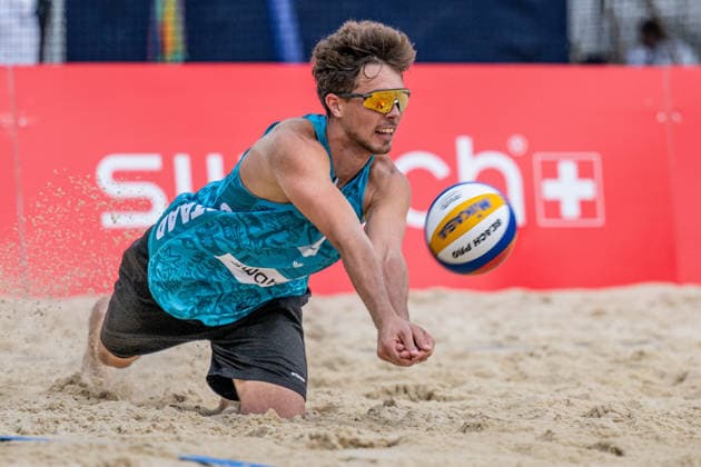 GSTAAD, SWITZERLAND - JULY 1: Lui Wüst (Player No. 2, GER) during the Beach Pro Tour - Elite 16 at Gstaad on July 1, 2026 in Gstaad, Switzerland. Switzerland Copyright: xPeterxWeberx