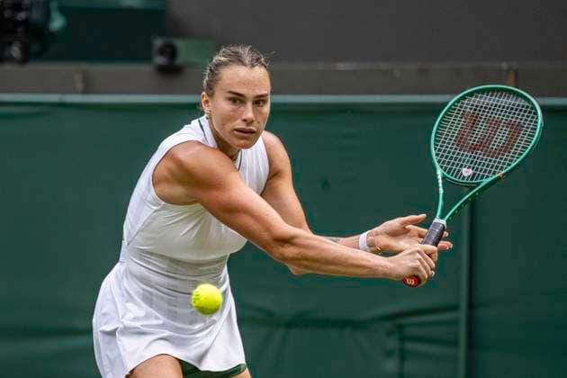 RECORD DATE NOT STATED 1st July 2026; All England Lawn Tennis and Croquet Club, London, England; Wimbledon Tennis Tournament, Day Three; Aryna Sabalenka plays a backhand in her second round match against Mccartney Kessler (USA) GodfreyxPitt