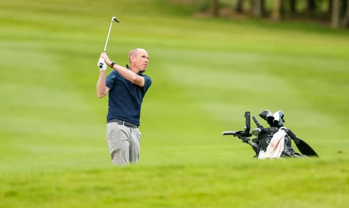 REPRO FREE *PRESS RELEASE NO REPRODUCTION FEE* EDITORIAL USE ONLY Irish Senior Women s Open Championship & Irish Senior Men s Amateur Close Championship, Dun Laoghaire Golf Club, Dublin 1 7 2026 Brian Healy takes a shot on the 4th Brian Healy takes a shot on the 4th 1 7 2026  Copyright: xx NE1L9385