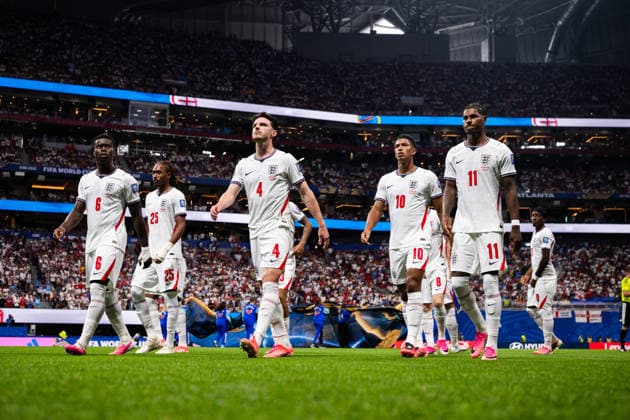 260701 Marc Guehi, Djed Spence, Declan Rice, Jude Bellingham and Marcus Rashford of England ahead of the FIFA World Cup, WM, Weltmeisterschaft, Fussball 2026 round of 32 football match between England and Congo DR on July 1, 2026 in Atlanta. Photo: Jon Olav Nesvold BILDBYRAN COP 217 JE0138 fotboll football soccer fotball vm fotbolls-vm fotball-vm fotbolls-vm 2026 fifa world cup 2026 sextondelsfinal round of 32 21 bbeng *** July 1, 2026: Marc Guehi, Djed Spence, Declan Rice, Jude Bellingham, and Marcus Rashford of England ahead of the 2026 FIFA World Cup Round of 32 soccer match between England and the Democratic Republic of the Congo on July 1, 2026 in Atlanta. Photo by Jon Olav Nesvold. BILDBYRAN COP 217 JE0138 soccer football fotball World Cup soccer World Cup 2026 FIFA World Cup 2026 round of 32 21 bbeng  Copyright: JONxOLAVxNESVOLD BB260701JE025
