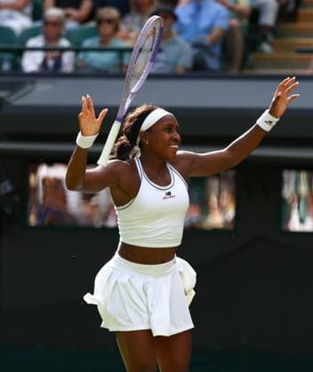 Coco Gauff celebrates victory during her second round match Wimbledon Tennis Championships, Day 3, The All England Lawn Tennis and Croquet Club, London, UK - 01 Jul 2026London The All England Lawn Tennis and United Kingdom  Copyright: xKieranxMcManus Shutterstockx 16970334dh