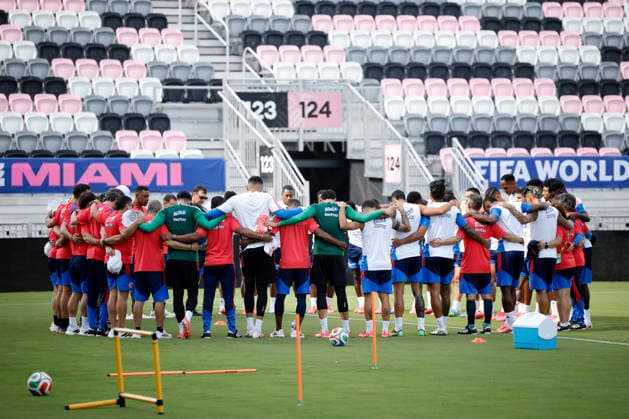 Colombian players during during a training session of Colombia national team, Nationalteam at Inter Miami CF Stadium in Fort Lauderdale, Florida, US, 1 July 2026. Colombia national team training session !ACHTUNG: NUR REDAKTIONELLE NUTZUNG!  Copyright: xAlbertoxEstévezx GRAF9298 20260701-55020768151_1