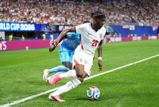 Noni Madueke (England) during England and DR Congo, Round of 32 FIFA World Cup, WM, Weltmeisterschaft, Fussball 2026, Atlanta Stadium, Atlanta, United States on July 1, 2026. Thor Wegner DeFodi Images. (Photo by DeFodi Images) - *** Noni Madueke of England during the match between England and the DR Congo in the Round of 32 of the 2026 FIFA World Cup at Atlanta Stadium in Atlanta, United States, on July 1, 2026. Photo by DeFodi Images (Thor Wegner)
