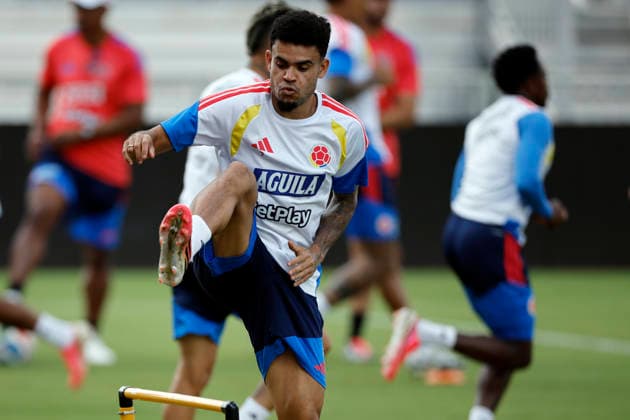Colombian player Luis Diaz during a training session at Inter Miami CF Stadium in Fort Lauderdale, Florida, US, 1 July 2026. Colombia national team, Nationalteam training session !ACHTUNG: NUR REDAKTIONELLE NUTZUNG!  Copyright: xAlbertoxEstévezx GRAF9306 20260701-55020768309_1
