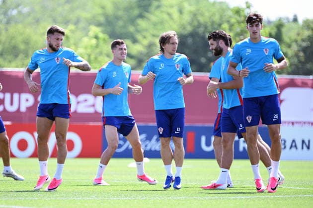 Canada, Toronto, 010726. Centennial Park Stadium. Training of the Croatian national football team after arriving in Toronto, where the day after tomorrow they will play a knock-out match in the round of 16 of the World Cup against Portugal. In the photo: Marco Pasalic, Luka Sucic, Luka Modric, Duje Caleta-Car, Petar Musa. Photo: Boris Kovacev CROPIX Copyright: xxBorisxKovacevx trening_reprezentacija11-010726