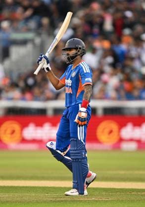 Captain Shreyas Iyer of India reaches 50 runs England v India, Vitality IT20 Series, 1st T20, International Cricket, Banks Homes Riverside, Chester-le-Street, Durham, UK - 01 Jul 2026Chester-le-Street Banks Homes Riverside, Durham United Kingdom  Copyright: xGreigxCowie Shutterstockx 16971878al