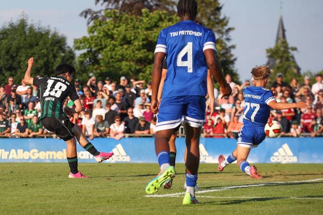 01.07.2026, xtgx, Fussball Testspiel, TSV Pattensen - Hannover 96 emspor, v.l. Daisuke Yokota (Hannover, 18) schiesst Tor, schießt, Torschuetze, erzielt Tor, Treffer, scores the goal 0:3 (DFL DFB REGULATIONS PROHIBIT ANY USE OF PHOTOGRAPHS as IMAGE SEQUENCES and or QUASI-VIDEO) Pattensen *** July 1, 2026, xtgx, soccer friendly match, TSV Pattensen vs. Hannover 96, from left: Daisuke Yokota (Hannover), No. 18 scores a goal, shoots, goal scorer, scores a goal, goal, scores the goal 0–3 DFL DFB REGULATIONS PROHIBIT ANY USE OF PHOTOGRAPHS as IMAGE SEQUENCES and or QUASI-VIDEO Pattensen