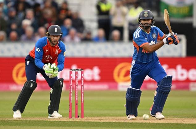 Captain Shreyas Iyer of India reaches 50 runs with a single England v India, Vitality IT20 Series, 1st T20, International Cricket, Banks Homes Riverside, Chester-le-Street, Durham, UK - 01 Jul 2026Chester-le-Street Banks Homes Riverside, Durham United Kingdom  Copyright: xGreigxCowie Shutterstockx 16971878ap