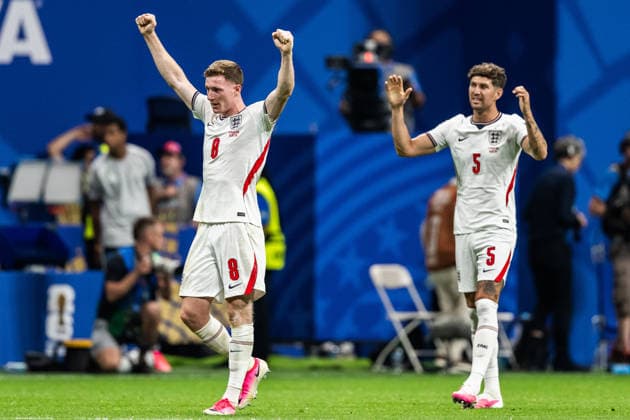 260701 Elliot Anderson and John Stones of England celebrate after the FIFA World Cup, WM, Weltmeisterschaft, Fussball 2026 round of 32 football match between England and Congo DR on July 1, 2026 in Atlanta. Photo: Jon Olav Nesvold BILDBYRAN COP 217 JE0138 fotboll football soccer fotball vm fotbolls-vm fotball-vm fotbolls-vm 2026 fifa world cup 2026 sextondelsfinal round of 32 21 bbeng celebration jubel *** 260701 Elliot Anderson and John Stones of England celebrate after the 2026 FIFA World Cup Round of 32 soccer match between England and the Democratic Republic of the Congo on July 1, 2026 in Atlanta. Photo by Jon Olav Nesvold, BILDBYRAN COP 217 JE0138 soccer football fotball World Cup soccer World Cup 2026 FIFA World Cup 2026 round of 32 21 BBENG celebration, cheering  Copyright: JONxOLAVxNESVOLD BB260701JE081