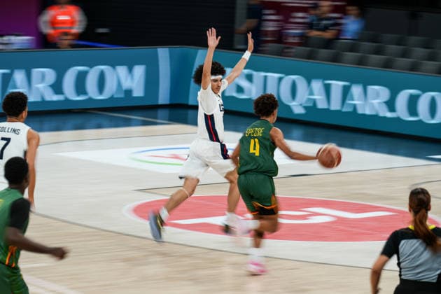 USA v Cameroon - Round of 16 - FIBA U17, U 17 Basketball World Cup 2026 Asa Montgomery of the United States is in action during the FIBA U17 Basketball World Cup Round of 16 game between the United States and Cameroon at BDC Main Venue in Istanbul, Turkey, on July 1, 2026. Istanbul Istanbul Turkey  Copyright: xYagizxGurtugx originalFilename:gurtug-usavcame260701_npqEY.jpg