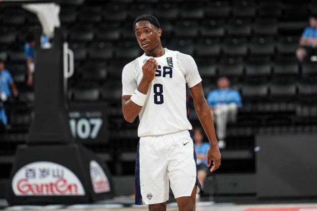 USA v Cameroon - Round of 16 - FIBA U17, U 17 Basketball World Cup 2026 Jordan Page of the United States looks on during the FIBA U17 Basketball World Cup Round of 16 game between the United States and Cameroon at BDC Main Venue in Istanbul, Turkey, on July 1, 2026. Istanbul Istanbul Turkey  Copyright: xYagizxGurtugx originalFilename:gurtug-usavcame260701_npGNK.jpg