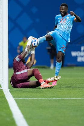 Lionel Mpasi of Congo DR (L) and Chancel Mbemba of Congo DR (R) fight for possession during a FIFA Men’s World Cup 2026 round of 32 football match between England and Congo DR at Atlanta Stadium, in Atlanta July 01th 2026 (Photo by Richard Callis SPP)  Copyright: xRichardxCallis SPPx Sportspressphoto_SPR182117