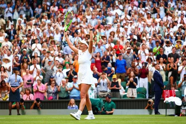 Barbora Krejcikova celebrates victory in her second round match Wimbledon Tennis Championships, Day 3, The All England Lawn Tennis and Croquet Club, London, UK - 01 Jul 2026London The All England Lawn Tennis and United Kingdom  Copyright: xJamesxMarsh Shutterstockx 16970329fq