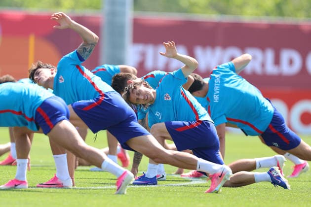 Croatia Training And press conference, PK, Pressekonferenz - FIFA World Cup, WM, Weltmeisterschaft, Fussball 2026 Petar Musa and Luka Modric of Croatia during the training session one day ahead of the FIFA World Cup 2026 Round of 32 match between Portugal and Croatia at training ground Centennial Park on July 01, 2026 in Toronto, Ontario.  SanjinxStrukic PIXSELL