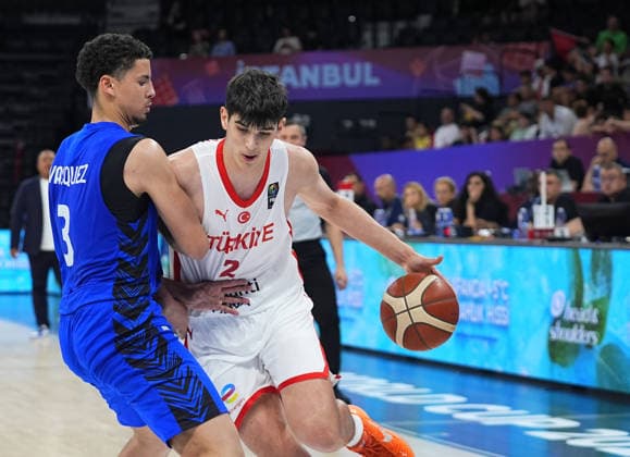 Turkiye v Venezuela - FIBA U17, U 17 Basketball World Cup ISTANBUL, TURKIYE - JULY 1: Darius Karutasu (2) of Turkiye in action during the FIBA U17 Basketball World Cup match between Turkiye and Venezuela at Basketball Development Center in Istanbul, Turkiye, on July 1, 2026. Esra Bilgin Anadolu Istanbul Turkey. Editorial use only. Please get in touch for any other usage.  Copyright: x2026xAnadoluxEsraxBilginx