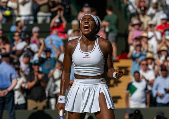 Tennis - Wimbledon Championship 2026 - Day 3 LONDON, ENGLAND - Wednesday, July 1, 2026: Coco Gauff (USA) celebrates after winning the Ladies Singles Second Round match 6-3, 3-6. 7-6 on Day Three of The Championships Wimbledon 2026 at the All England Lawn Tennis and Croquet Club. (Photo by Kirsten Holst Propaganda) LONDON All England Lawn Tennis and Croquet Club GREATER LONDON ENGLAND  Copyright: xKirstenxHolstx 2026-07-01-038-Wimbledon_D3