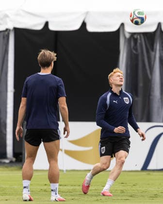 FOOTBALL - FIFA World Cup, WM, Weltmeisterschaft, Fussball 2026 SANTA BARBARA,CALIFORNIA,USA,01.JUL.26 - FOOTBALL - FIFA World Cup 2026, round of 32, Spain vs Austria, preview, training team AUT. Image shows David Affengruber and Nicolas Seiwald (AUT).  GEPAxpictures xArminxRauthner