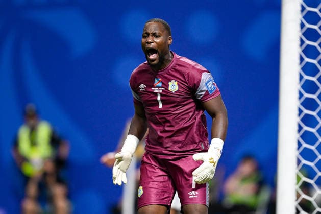 ATLANTA, GA - JULY 01: Lionel Mpasi 1 of Congo reacts during the FIFA World Cup, WM, Weltmeisterschaft, Fussball 2026 Round of 32 match between England and DR Congo on July 1st, 2026 at Atlanta Stadium in Atlanta, GA. (Photo by Rich von Biberstein Icon Sportswire) SOCCER: JUL 01 FIFA World Cup 26 Round of 32 - England v Congo DR EDITORIAL USE ONLY Icon260701020