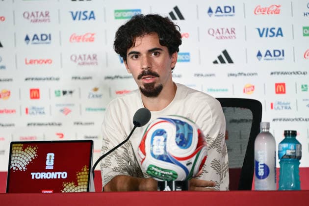 RECORD DATE NOT STATED Canada, Toronto, 010726. BMO field stadium. Media conference of the players of the Portuguese football team Vitinha the day before the round of 16 match against Croatia as part of the FIFA world football championship. Photo: Boris Kovacev CROPIX Copyright: xxBorisxKovacevx konferencija_portugal-010726