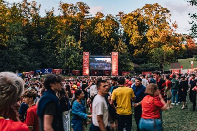 Belgium s fans and supporters pictured during a soccer game between Belgian national team, Nationalteam Red Devils and Senegal at the 2026 World Cup, on Wednesday 01 July 2026, at Parc Wolvendael, Brussels. EMILExWINDAL  x180116541x