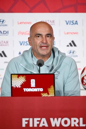 Canada, Toronto, 010726. BMO field stadium. The press conference, PK, Pressekonferenz of the coach of the Portuguese football team, Roberto Martinez, the day before the round of 16 match against Croatia as part of the FIFA world football championship. Photo: Boris Kovacev CROPIX Copyright: xxBorisxKovacevx konferencija_martinez4-010726