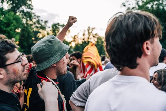 Belgian fans and supporters pictured during a soccer game between Belgian national team, Nationalteam Red Devils and Senegal at the 2026 World Cup, on Wednesday 01 July 2026, at Place Dumont, in Stockel, Brussels. EMILExWINDAL  x180117556x